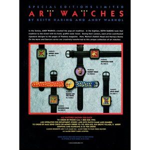 1992 Ari Watches Vintage Print Ad Andy Warhol 90s Fashion Graphic Wall Art Photo